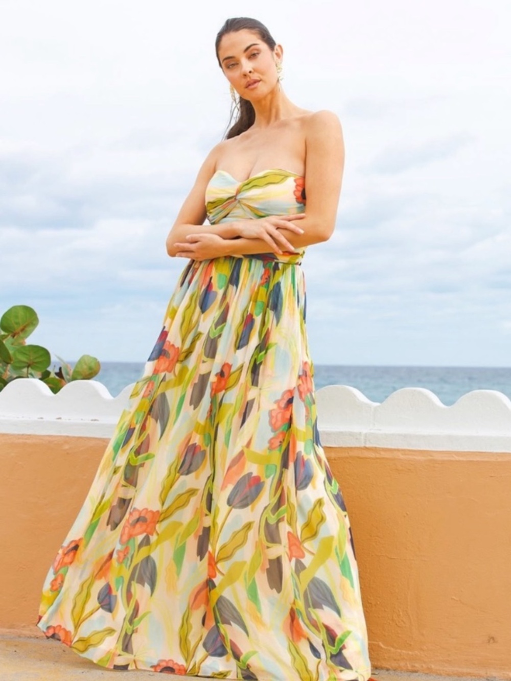 NWT Mestiza New York Soledad Crinkle Chiffon Sweetheart Neck Strapless Gown